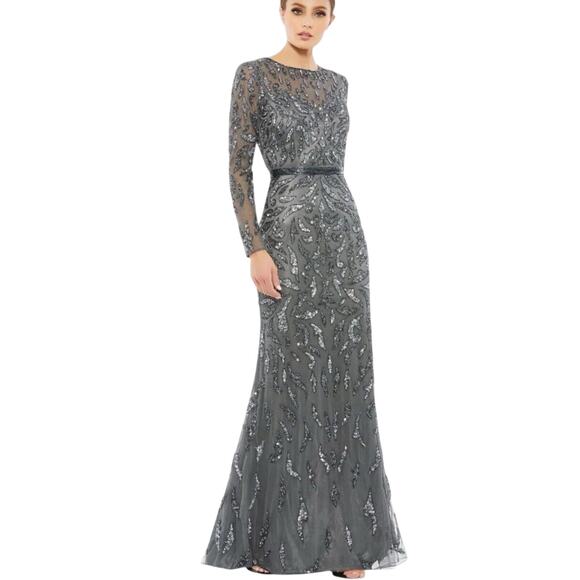 Mac Duggal 5124 Charcoal Grey Size 8. Retail $598